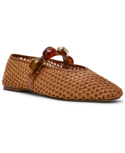 Steve Madden Poppin Embellished Mary-jane Flats In Brown