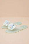 Steve Madden Poppyseed Mint Floral Jelly Thong Sandals In Blue