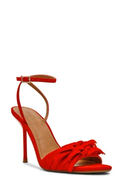 Steve Madden Porsha Ankle Strap Sandal In Red Suede
