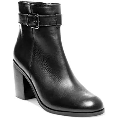 Steve Madden Porshia Womens Leather Belted Ankle Boots In Black