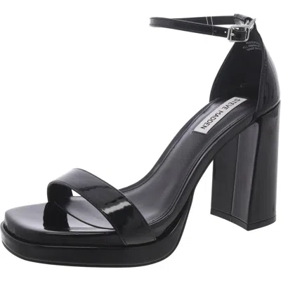 STEVE MADDEN POSIE WOMENS PATENT OPEN TOE BLOCK HEEL