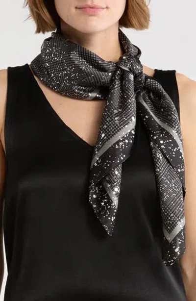 Steve Madden Powell Plaid Shine Square Scarf In Black