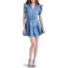Steve Madden Prairie Dreams Flutter Sleeve Denim Minidress In Vienna Wash