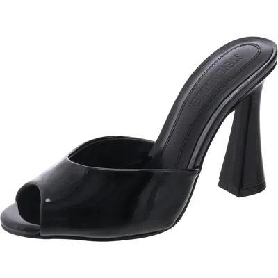 Steve Madden Presecco Womens Padded Insole Patent Leather Slide In Black