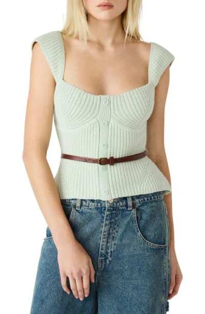 Steve Madden Preslee Belted Sweater Tank In Green