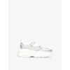 Steve Madden Girls White Kids Privy Embellished Fabric Trainers 7-9 Years In White