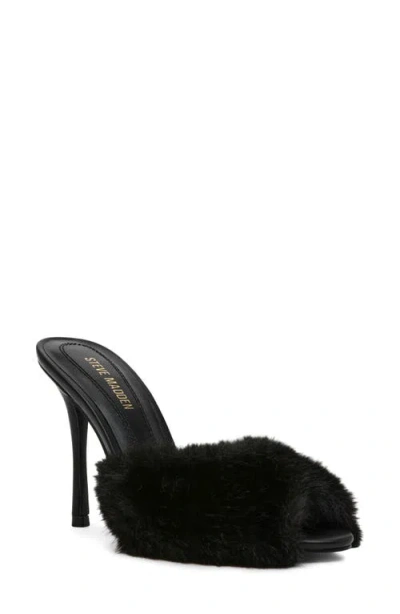 Steve Madden Priya Faux Fur Sandal In Black