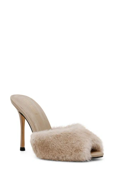 Steve Madden Priya Faux Fur Sandal In Tan
