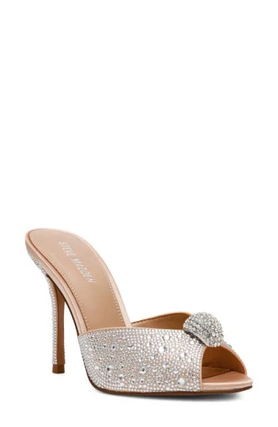Steve Madden Priya Peep Toe Slide Sandal In Silver