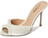 Steve Madden Priya Sandals Women's White Satin Peep Toe Stiletto Heel Zogg1009 In White