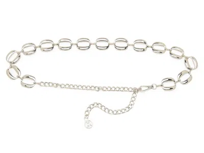 Steve Madden Puff Oval Chain Belt In Silver