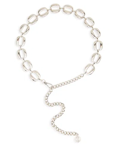 Steve Madden Puffed Oval Chain Belt In Silver
