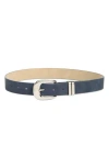 Steve Madden Puffy Buckle Leather Belt In Blue
