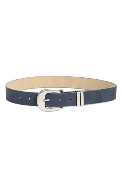 Steve Madden Puffy Buckle Leather Belt In Blue