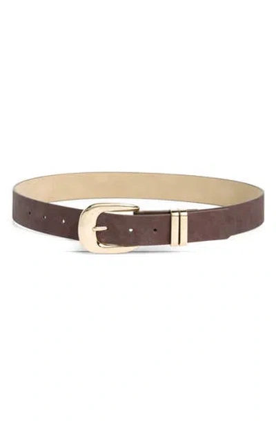 Steve Madden Puffy Buckle Leather Belt In Brown