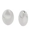 Steve Madden Puffy Oval Statement Button Earrings In Rhodium