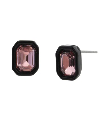 Steve Madden Punk Romance Emerald Cut Stone Stud Earrings
