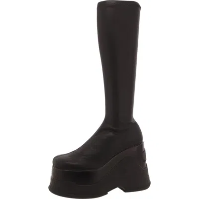 Steve Madden Purpose Womens Faux Leather Padded Insole Knee-high Boots In Black