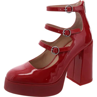 Steve Madden Quad Womens Strappy Patent Leather Block Heels In Multi