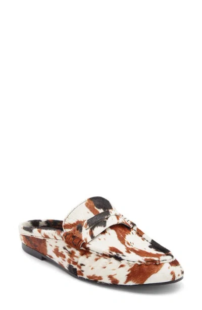 Steve Madden Rafe Genuine Calf Hair Loafer Mule In White