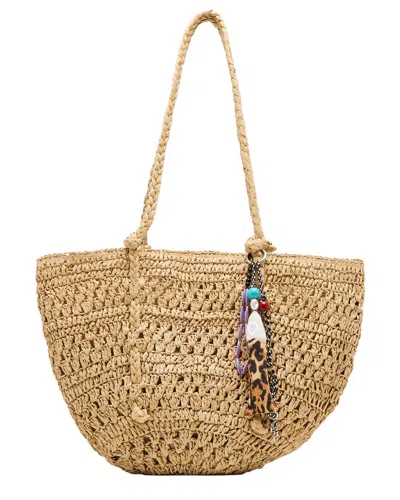 Steve Madden Raffia Shopper In Nude