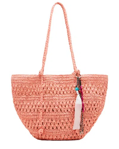 Steve Madden Raffia Shopper In Orange