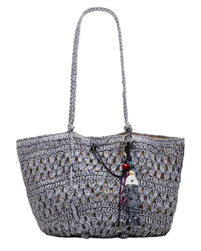 Steve Madden Raffia Shopper In Silver