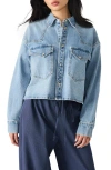 Steve Madden Rafi Denim Crop Shirt In Blue