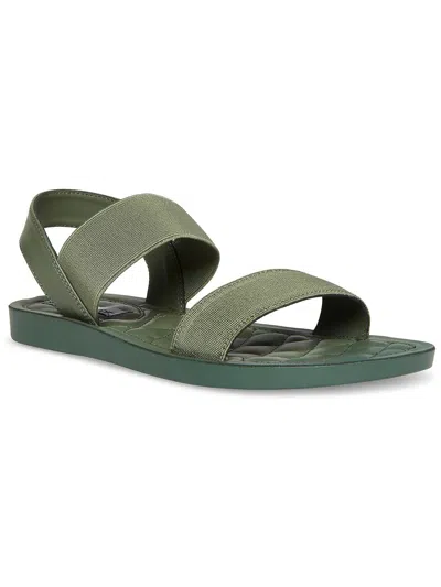 Steve Madden Randie Womens Faux Leather Quilted Slingback Sandals In Green