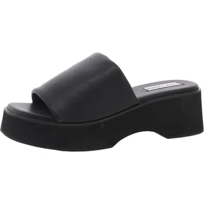 Steve Madden Rare Womens Padded Insole Faux Leather Platform Sandals In Black