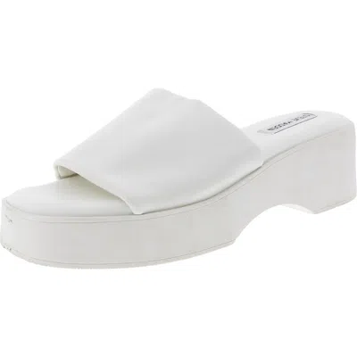 Steve Madden Rare Womens Padded Insole Faux Leather Platform Sandals In White