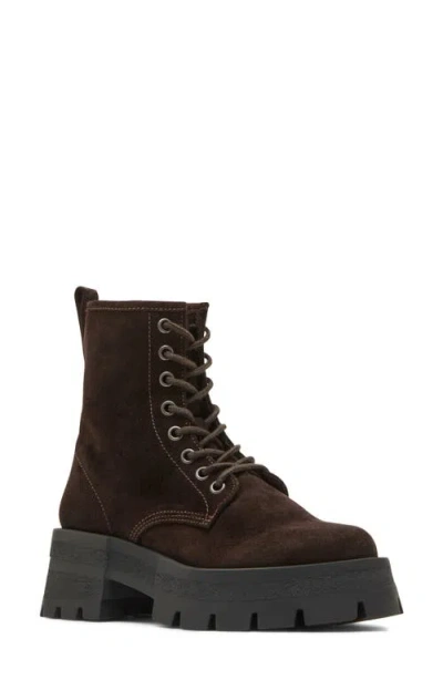 Steve Madden Rascal Lug Sole Combat Boot In Brown Suede