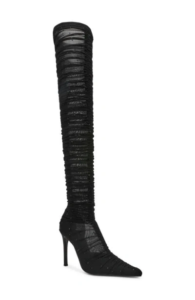 Steve Madden Rashida Sheer Mesh Over The Knee Boot In Black