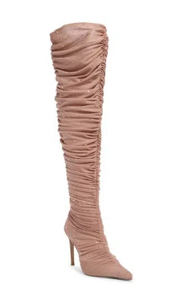 Steve Madden Rashida Sheer Mesh Over The Knee Boot In Brown