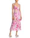 Steve Madden Ray Pleated Floral Chiffon Midi Dress In Pink Hydrangea