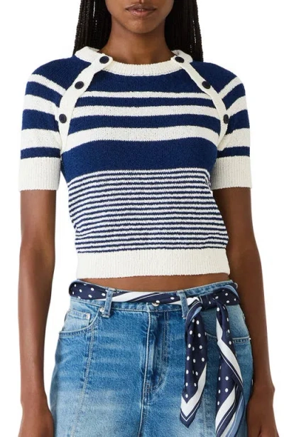 Steve Madden Rayna Stripe Short Sleeve Sweater In Multi