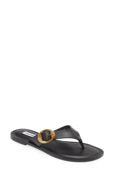 Steve Madden Rays Flip Flop In Black Leather