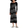 Steve Madden Rayssa Mixed Stripe Long Sleeve Midi Sweater Dress In Black Multi