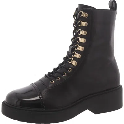 Steve Madden Reade Womens Leather Cap Toe Combat & Lace-up Boots In Black