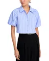 Steve Madden Reece Striped Puff Sleeve Shirt In Blue
