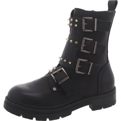 Steve Madden Regan Womens Faux Leather Zipper Mid-calf Boots In Black
