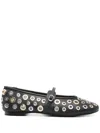 Steve Madden Womens Black Rejoice-s Eyelet-embellished Ballet Flats Eur 39 / 6 Uk In Black