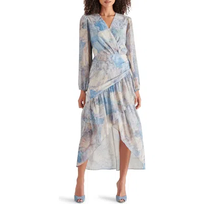 Steve Madden Renata Abstract Snakeskin Print Metallic Stripe Long Sleeve Dress In Multi