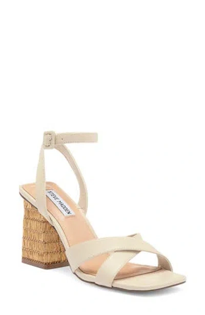 Steve Madden Renley Block Heel Ankle Strap Sandal In Bone Leather