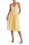 Steve Madden Ressi Eyelet Embroidered Cotton Halter Dress In Golden Glow