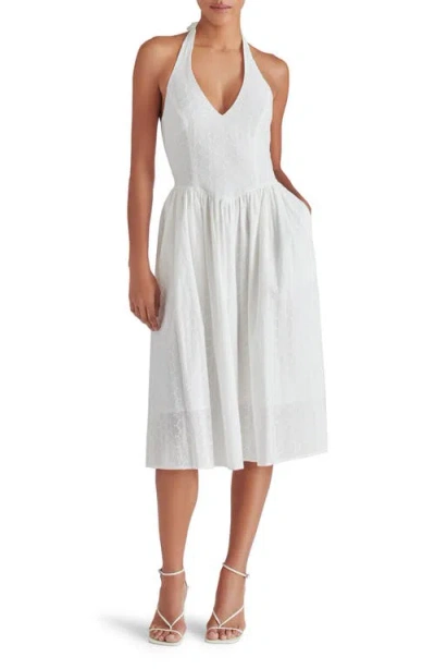 Steve Madden Ressi Eyelet Embroidered Cotton Halter Dress In White