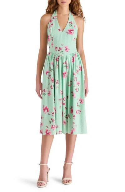 Steve Madden Ressi Floral Cotton Eyelet Halter Dress In Mint