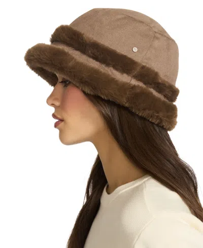 Steve Madden Reversible Faux Shearling Bucket Hat In Brown