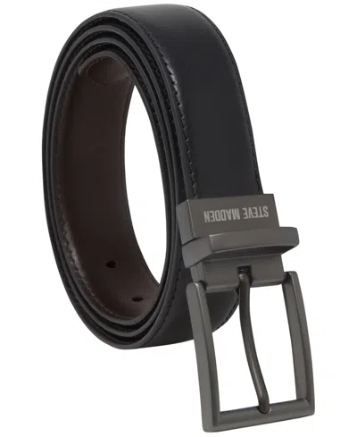 Steve Madden Reversible Leather-blend Dress Belt In Black