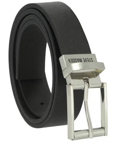 Steve Madden Reversible Roller Buckle Belt In Black
